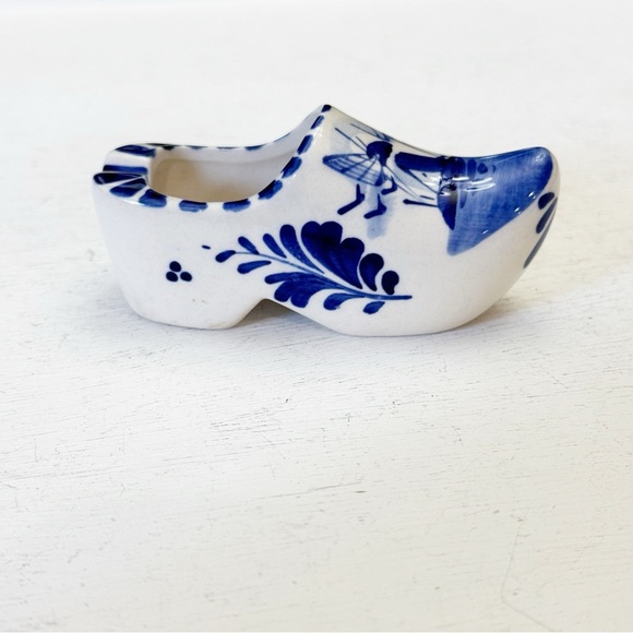 Vintage Delft Blue Small Clog Ashtray Hand Painted Holland Windmill - Picture 2 of 13